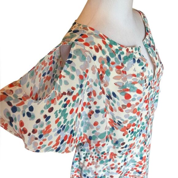 Maeve Anthropologie Watercolor Flutter Sleeve Mini Dress Womens Large - Picture 6 of 13